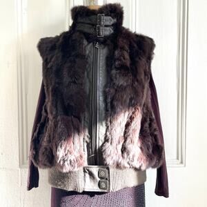 Knoles & Carter Vintage Lamb Fur Vest Jacket Womens 5X Buckle Collar Zip Front